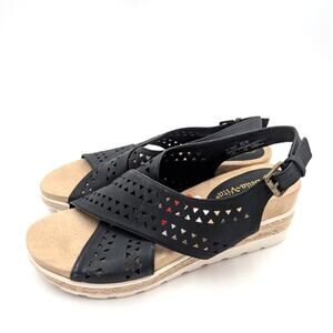 Bella Vita Cosette Platform Wedge Sandal Women's Black Size US9.5N EU40